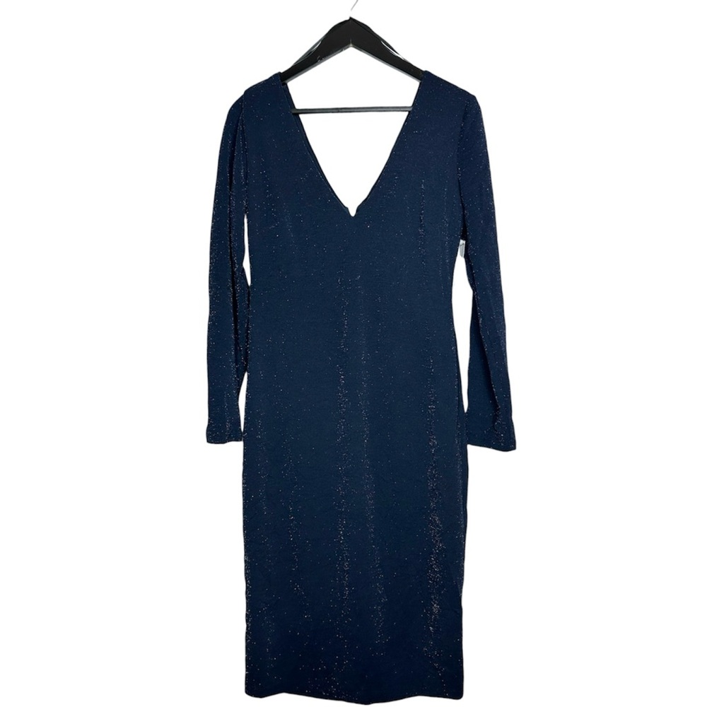 NWT Premier Amour Navy Sparkle Dress Zip Bodycon Long Sleeve Size 10 Party